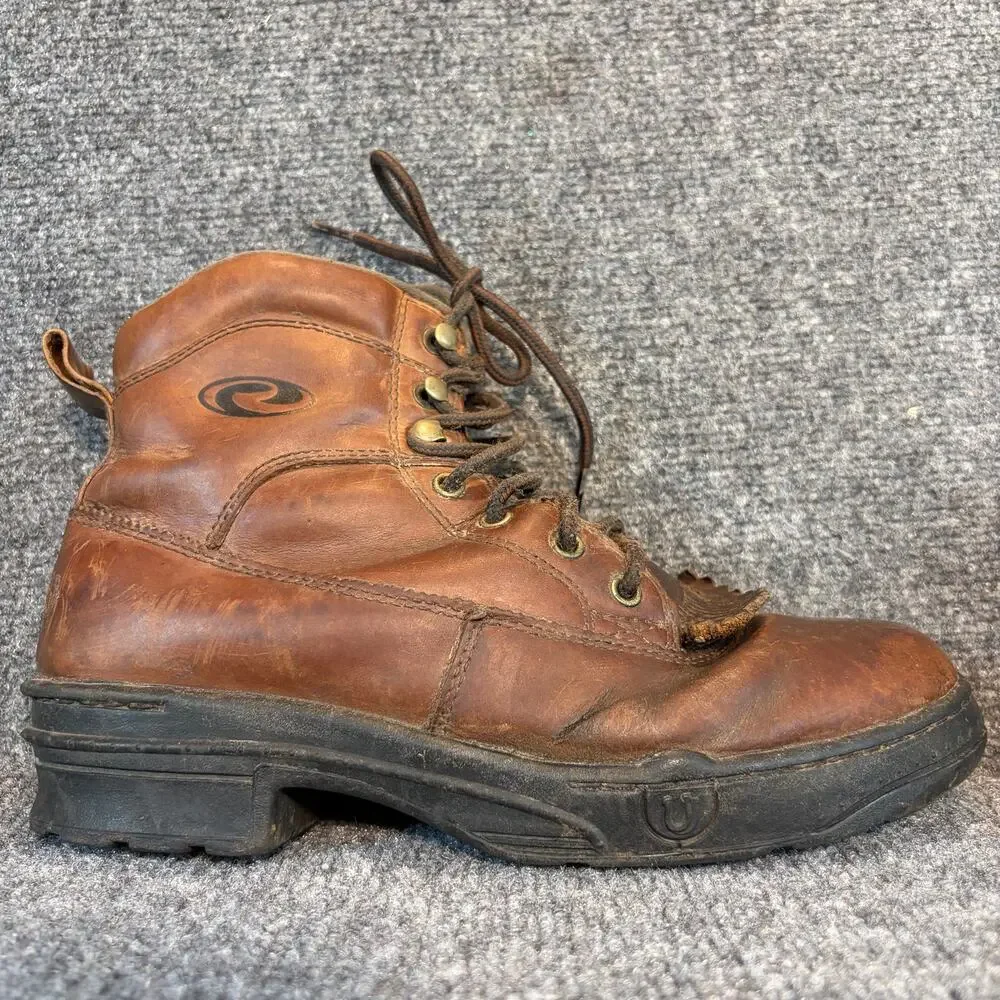 Roper Horseshoe Brown Leather Kiltie Riding Work Boots Men 10 Hiking Barn
